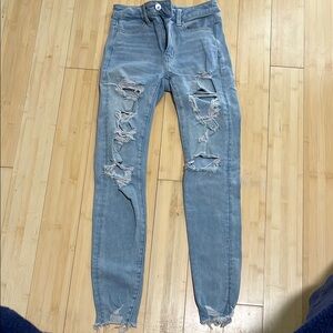 Distressed Light Blue Jeans